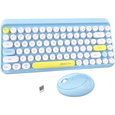UBOTIE 84Keys Colorful Wireless Computer Keyboard and Mice Combo, Mini Compact Retro Typewriter Design Laptop Keyboards with 2.4GHz USB Nano