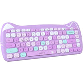 UBOTIE Bluetooth Wireless Keyboards, Colorful Cute Cat Deisgn Office Keyboards, Portable Slim Compact Size for Laptop, Tablet, Smart Phones