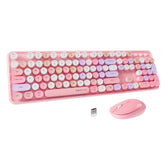 UBOTIE S801AG Colorful Computer Wireless Keyboard Mouse Combos, Typewriter Flexible Keys Office Full-Sized Keyboard, 2.4GHz Dropout-Free Connection and Optical Mouse
