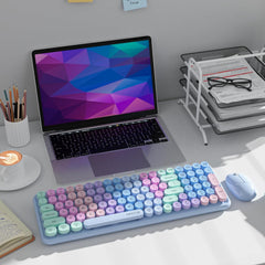 UBOTIE S802AG Rainbow Colored Retro Wireless Keyboard & Mouse Combo